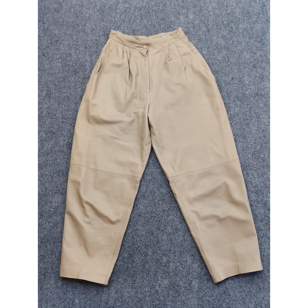 Vintage Etoile Pants Womens 2 Beige Leather High Waisted‎ Pleated Tapered 90s